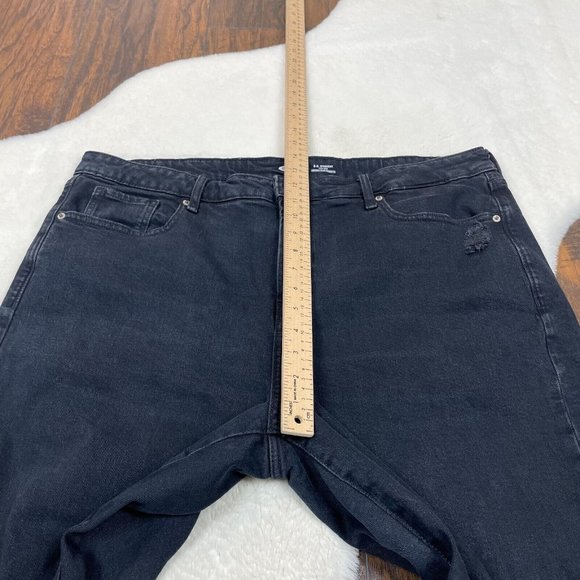 Old Navy Jeans 18 OG Straight Ripped Knee High-Rise Stretch Black Women's - Picture 11 of 14